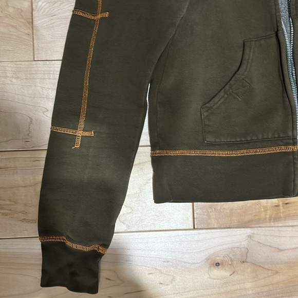 BIG STAR khaki hoodie with orange contrast stitching size Small - Picture 2 of 4